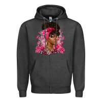 Charcoal Heather breast cancer afro woman Zipper Hoodie - Artiststas