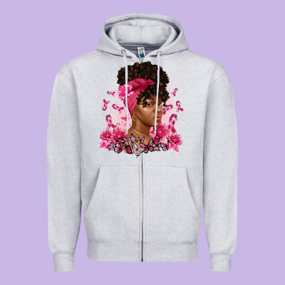 Breast Cancer Afro Woman Zipper Hoodie Designed By Artiststas