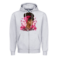 Heather Grey breast cancer afro woman Zipper Hoodie - Artiststas