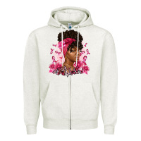 Oatmeal Heather breast cancer afro woman Zipper Hoodie - Artiststas