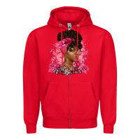 Red breast cancer afro woman Zipper Hoodie - Artiststas
