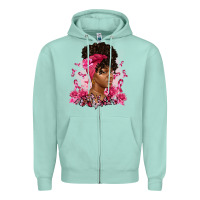 Seafoam breast cancer afro woman Zipper Hoodie - Artiststas