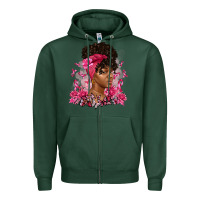 Sports Green breast cancer afro woman Zipper Hoodie - Artiststas