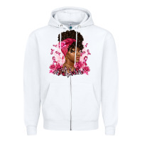 White breast cancer afro woman Zipper Hoodie - Artiststas