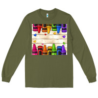 Army Green custom teacher name crayons Long Sleeve Tee - NancyCooperArtShop