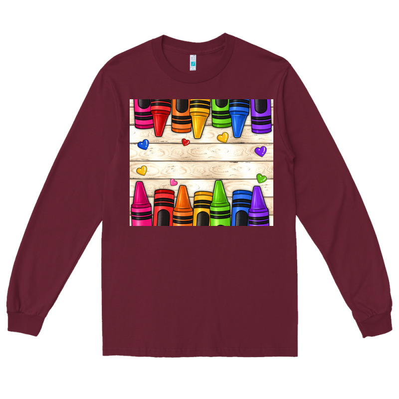 Custom Teacher Name Crayons Long Sleeve Tee by NancyCooperArtShop | Teevron
