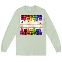 Matcha custom teacher name crayons Long Sleeve Tee - NancyCooperArtShop