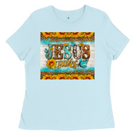 Baby Blue jesus saves tumbler Ladies Tee - HRA Design Shop