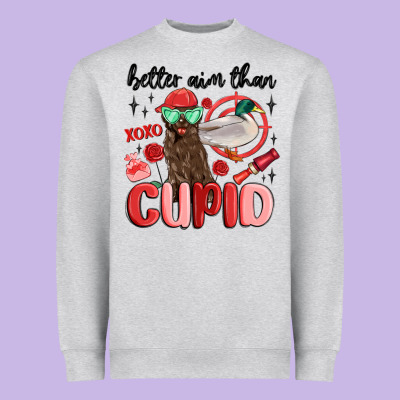 Better Aim Than Cupid With Dog And Duck Heavyweight Sweatshirt Designed By Maliassmallbusiness