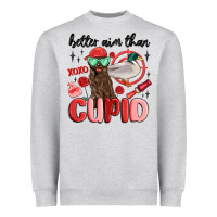 Heather Grey better aim than cupid with dog and duck Heavyweight Sweatshirt - MaliasSmallBusiness