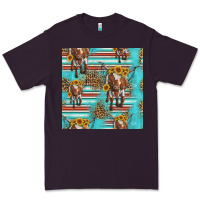 Plum longhorn bull seamless pattern Premium Tee - HRA Design Shop