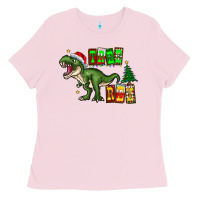 Bubblegum Pink tree rex Ladies Tee - CowhideDigitalArt