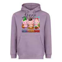 Lavender happy hallothanksmas pigs Heavyweight Hoodie - texasbilliewilder