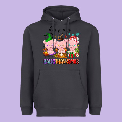 Happy Hallothanksmas Pigs Heavyweight Hoodie Designed By Texasbilliewilder