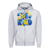 Heather Grey down syndrome be kind Zipper Hoodie - Artiststas