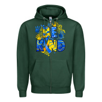 Sports Green down syndrome be kind Zipper Hoodie - Artiststas