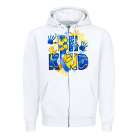 White down syndrome be kind Zipper Hoodie - Artiststas
