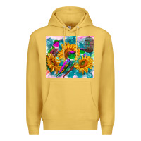 Antique Gold hummingbirds sunflower Premium Hoodie - TumblerDesignByShophia