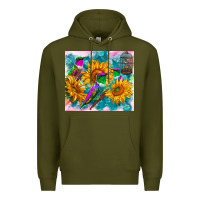Army Green hummingbirds sunflower Premium Hoodie - TumblerDesignByShophia