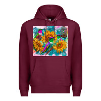 Burgundy hummingbirds sunflower Premium Hoodie - TumblerDesignByShophia