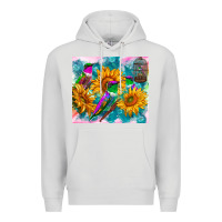 Dove Grey hummingbirds sunflower Premium Hoodie - TumblerDesignByShophia
