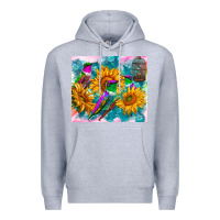 Heather Grey hummingbirds sunflower Premium Hoodie - TumblerDesignByShophia