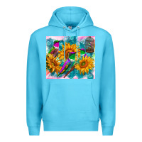 Ocean Blue hummingbirds sunflower Premium Hoodie - TumblerDesignByShophia