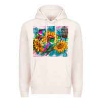 Pale Pink hummingbirds sunflower Premium Hoodie - TumblerDesignByShophia