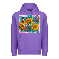 Purple hummingbirds sunflower Premium Hoodie - TumblerDesignByShophia