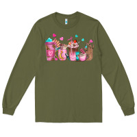 Army Green nail tech coffee cups Long Sleeve Tee - NancyCooperArtShop