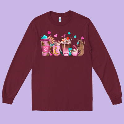 Nail Tech Coffee Cups Long Sleeve Tee Designed By Nancycooperartshop