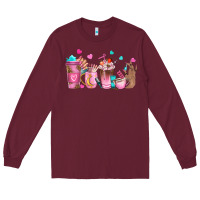 Burgundy nail tech coffee cups Long Sleeve Tee - NancyCooperArtShop