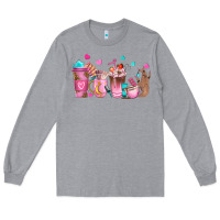 Heather Grey nail tech coffee cups Long Sleeve Tee - NancyCooperArtShop