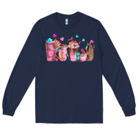 Navy nail tech coffee cups Long Sleeve Tee - NancyCooperArtShop