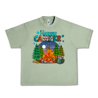 Oil Green happy camper Urban Heavy Tee - MaliasSmallBusiness