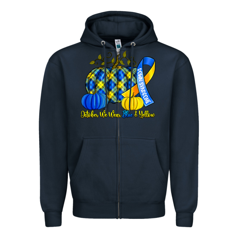 October We Wear Blue And Yellow With Pumpkins Zipper Hoodie by Artiststas | Teevron