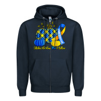 Navy october we wear blue and yellow with pumpkins Zipper Hoodie - Artiststas