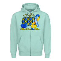 Seafoam october we wear blue and yellow with pumpkins Zipper Hoodie - Artiststas