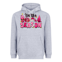 Heather Grey Pink 'tis the season Christmas Heavyweight Hoodie - texasbilliewilder