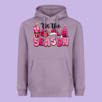 Pink 'tis The Season Christmas Heavyweight Hoodie Designed By Texasbilliewilder