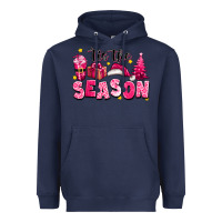 Navy Pink 'tis the season Christmas Heavyweight Hoodie - texasbilliewilder