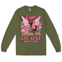 Army Green god is within her she will not fail Long Sleeve Tee - MaliasSmallBusiness
