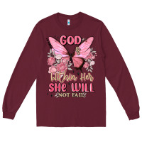 Burgundy god is within her she will not fail Long Sleeve Tee - MaliasSmallBusiness