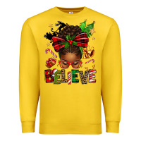 Lemon christmas believe afro messy bun Premium Sweatshirt - texasbilliewilder