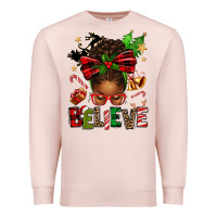 Pale Pink christmas believe afro messy bun Premium Sweatshirt - texasbilliewilder