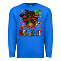 True Royal christmas believe afro messy bun Premium Sweatshirt - texasbilliewilder