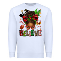 White christmas believe afro messy bun Premium Sweatshirt - texasbilliewilder