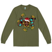 Army Green joy Sunflower Long Sleeve Tee - JahusDesignShop