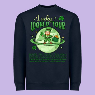 Lucky World Tour St. Patrick's Day Heavyweight Sweatshirt Designed By Maliassmallbusiness