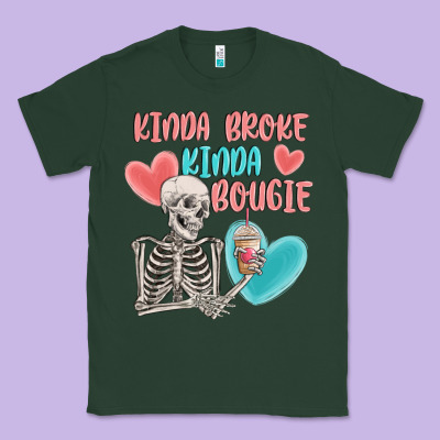 Kinda Broke Kinda Bougie Classic Tee Designed By Maliassmallbusiness